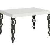 Itamoby Table Extensible Karamay 140/400X90 Cm Frêne Blanc Pieds Anthracite