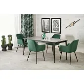 Halmar CHARLES table extensible, plateau - marbre gris, pieds - noir