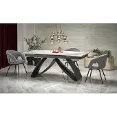 Halmar Table extensible Hilario marbre blanc / noir