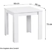 Homestyle4u Table à Manager Table Salle a Manger 80x80 cm Table de Cuisine en Bois Blanc