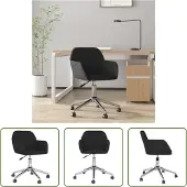 The Living Store Chaise de bureau pivotante Noir Tissu