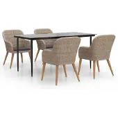 Syfax Ensemble à manger de jardin et coussins 5 pcs Marron