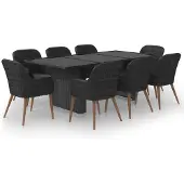 Syfax Ensemble à manger de jardin 9 pcs Résine tressée Noir