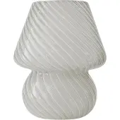 Relaxdays Lampe de table , design champignon, verre, culot E27, lampe de chevet à piles, H x P : 24 x 16 cm,tactile, blanche