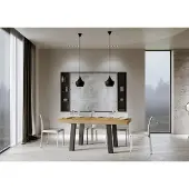 Itamoby - Table extensible 180/440x90 cm Bridge chêne nature pieds anthracite