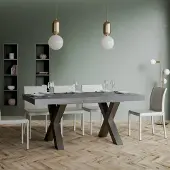 Itamoby - Table extensible 180/284x90 cm Traffic gris béton pieds anthracite