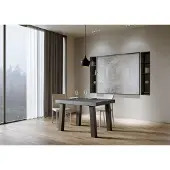 Itamoby - Table extensible 140/244x90 cm Bridge gris béton pieds anthracite