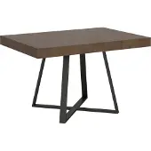 Ityhome - Table extensible 130/390x90 cm Abbraccio effet bois, noyer pieds anthracite