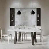 Itamoby - Table extensible 180/284x90 cm Bridge frêne blanc pieds anthracite