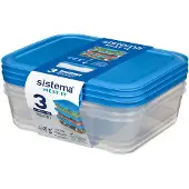 SmartaSaker Boîtes de rangement - 3 Pack - Nest It - 1,5 L - Bleu - - UneTaille - Boîte à Repas