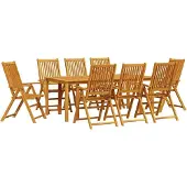 Syfax Ensemble de salle à manger pour jardin Pliable 9 pcs Marron