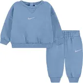 Nike Kids Essential Fleece Crew Long Sleeve Set Bleu 9 Months Enfants