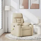 Syfax Fauteuil de massage inclinable Crème Tissu