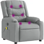 Syfax Fauteuil de massage inclinable Gris clair Tissu