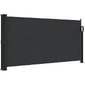 Syfax Auvent latéral rétractable, brise-vue extérieur, polyester enduit PU, résistant UV et eau, cadre acier aluminium, 100x500 cm, noir