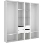 Dmora Mala - Armoire Grande, 196x205h cm Blanc, 4 Tiroirs