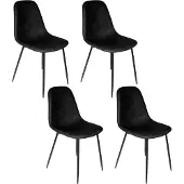 Home Deco Factory Lot de 4 Chaises - - Amber -Polyuréthane- Confortables - Noires