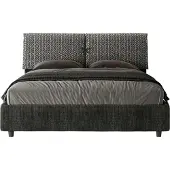 Ityhome - Lit coffre rembourré 160x200 tissu Aragona 8 bleu Mados
