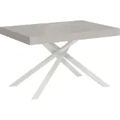 Ityhome - Table extensible 140/244x90 cm Karida cachemire pieds blancs