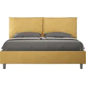 Ityhome - Lit coffre rembourré 160x200 microfibre ocre Antea