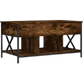 Syfax Table basse chêne fumé 100x55x50 cm bois d'ingénierie et métal