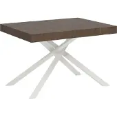 Ityhome - Table extensible 130/234x90 cm Karida noyer pieds blancs
