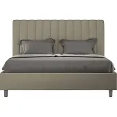 Ityhome - Lit double coffre rembourré 140x210 similicuir cappuccino Agueda
