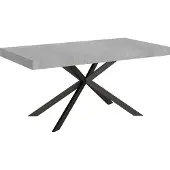 Ityhome - Table extensible 160/244x80 cm Plaker effet gris béton pieds anthracite