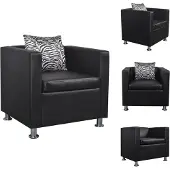 vidaXL Fauteuil Noir Simili Cuir - Fauteuil