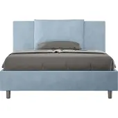 Ityhome - Lit double coffre rembourré 140x200 microfibre bleu clair Antea