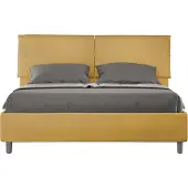 Ityhome - Lit coffre rembourré 160x210 microfibre ocre Sleeper