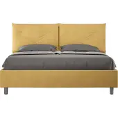 Ityhome - Lit coffre rembourré 160x200 microfibre ocre Appia
