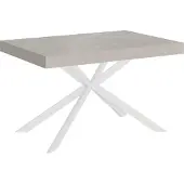 Ityhome - Table extensible 120/204x80 cm Plaker cachemire pieds blancs