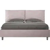Ityhome - Lit coffre rembourré 160x210 microfibre lilas Antea