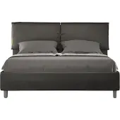 Ityhome - Lit coffre rembourré 160x200 microfibre gris Mados