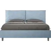 Ityhome - Lit coffre rembourré 160x190 microfibre bleu clair Antea