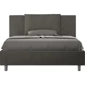 Ityhome - Lit double coffre rembourré 140x200 microfibre gris Antea