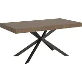 Ityhome - Table extensible 160/244x80 cm Plaker effet bois, noyer pieds anthracite
