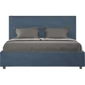 Ityhome - Lit coffre rembourré 160x190 microfibre bleu Mika