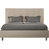 Ityhome - Lit double coffre rembourré 140x200 similicuir taupe Goya