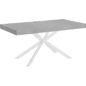 Ityhome - Table extensible 180/440x90 cm Plaker effet gris béton pieds blancs