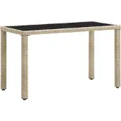 Syfax Table de jardin Beige 123x60x74 cm Résine tressée
