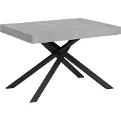 Ityhome - Table extensible 120/204x80 cm Karida gris béton pieds anthracite