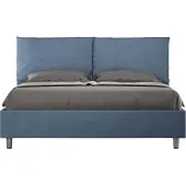 Ityhome - Lit coffre rembourré 160x200 microfibre bleu Antea