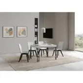 Itamoby - Table extensible 120/204x80 cm Ghibli frêne blanc pieds anthracite