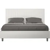 Ityhome - Lit coffre rembourré 160x210 similicuir blanc Sunny