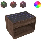 vidaXL Table basse avec Infinity-LED brun imitation chêne 70x50x50 cm