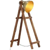 Syfax Lampadaire Laiton E27 Bois de manguier massif