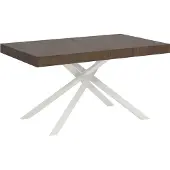 Ityhome - Table extensible 140/224x80 cm Karida noyer pieds blancs