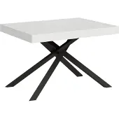 Ityhome - Table extensible 120/224x90 cm Karida frêne blanc pieds anthracite